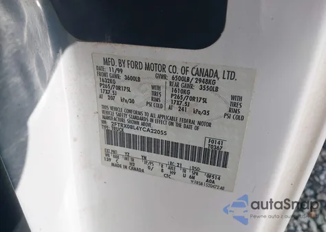 2000 Ford F-150 Lariat/Xl/Xlt z USA, uszkodzony, nr VIN 2FTRX08L4YCA22055